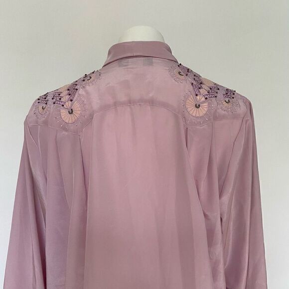 Richard Martin 80s Beaded Embroidered Shoulder Neck Tie Button Down - Picture 6 of 11